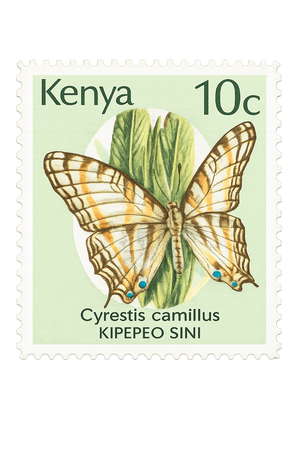 Kenya Cyrestis camillus butterfly stamp